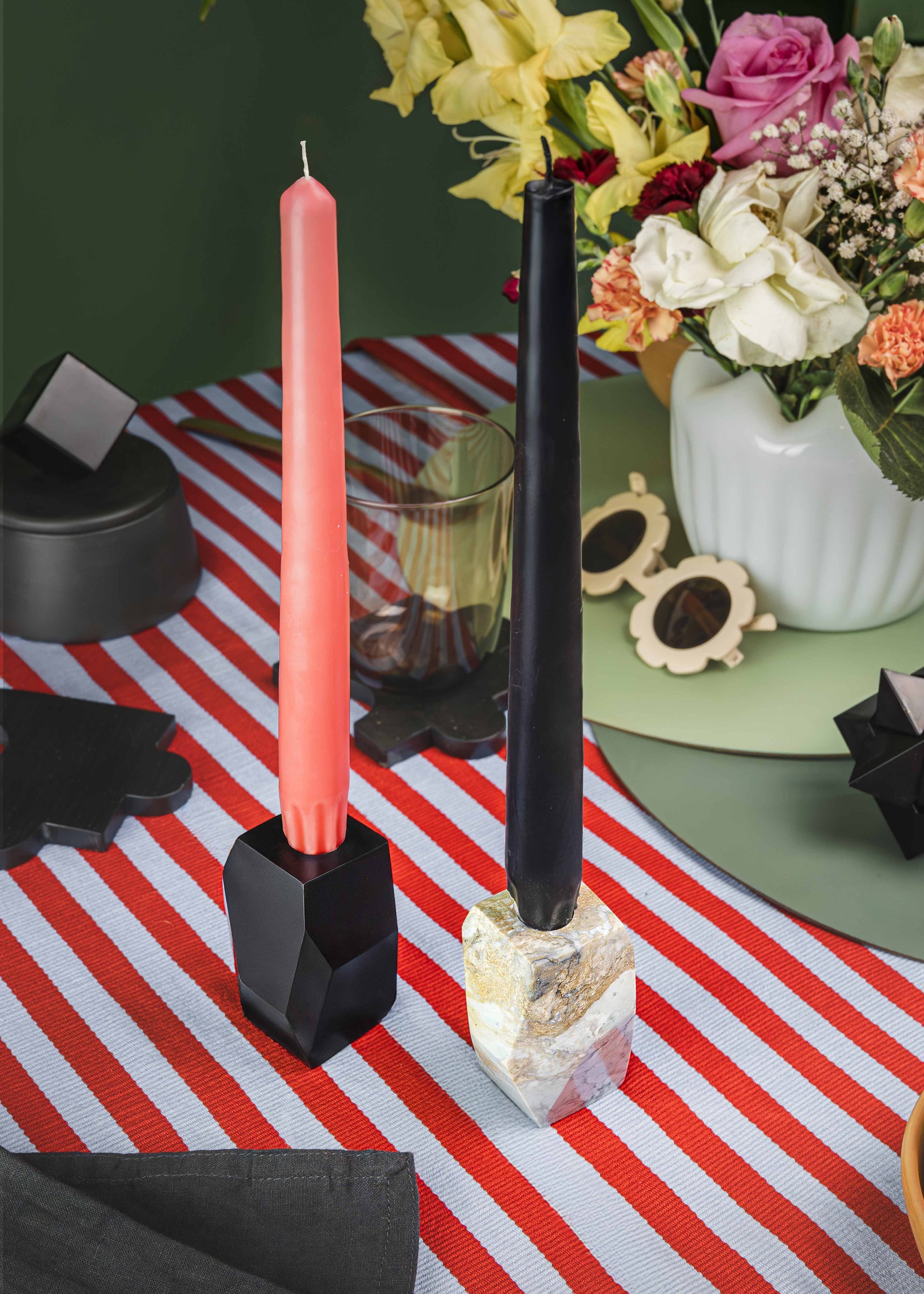 Gemstone faceted candelabra Soapstone