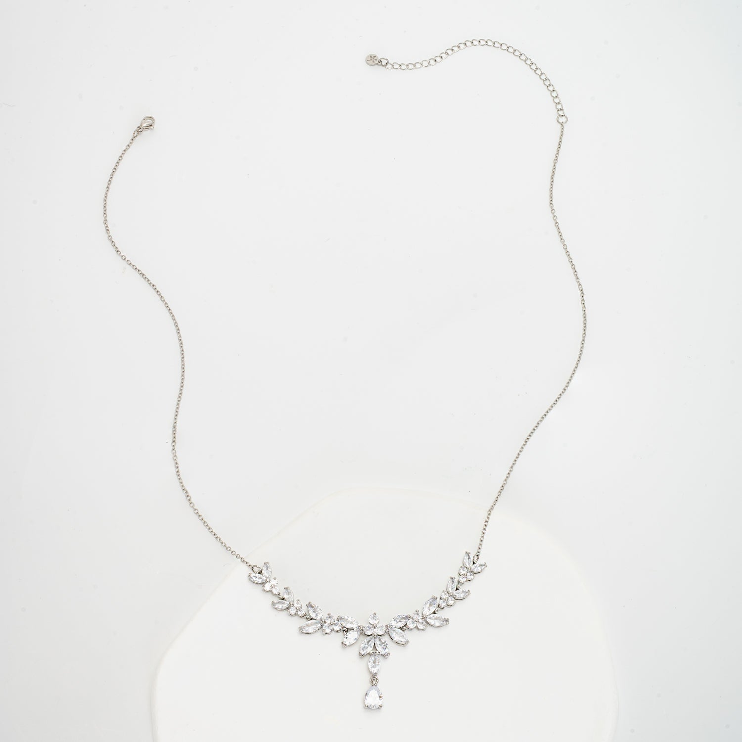 Platinum Chandelier Zircon Necklace