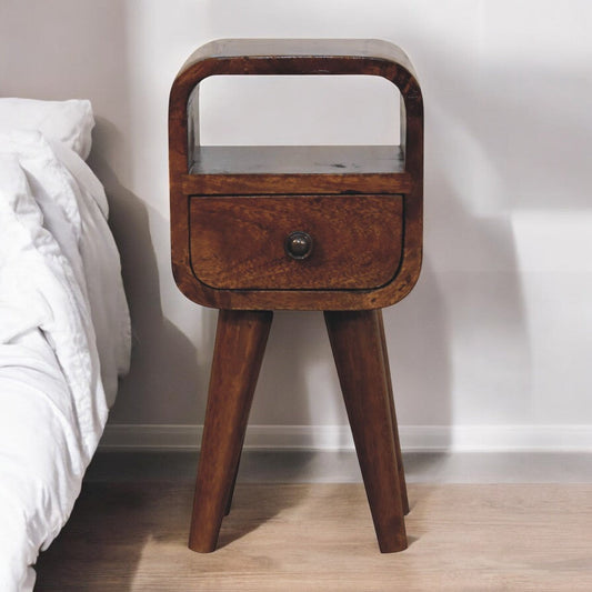 Solid Wood Extra Mini Curve Bedside Table