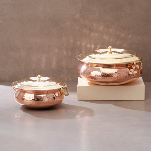 Copper Hammered Lagan/ Wide and shallow copper cooking vessel/ Copper Hammered Braiser - Copper Chafing Dish