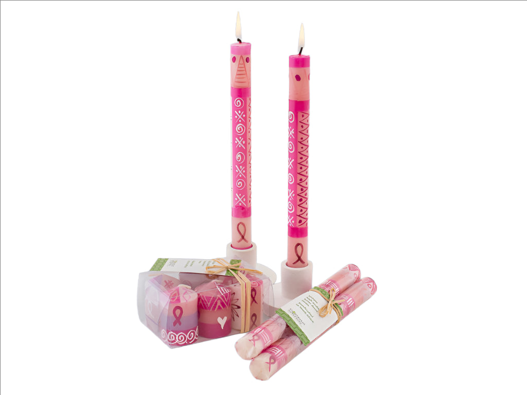 Pink on Pink Painted Candles - support South Africa´s best Breast Cancer Care - SALE!