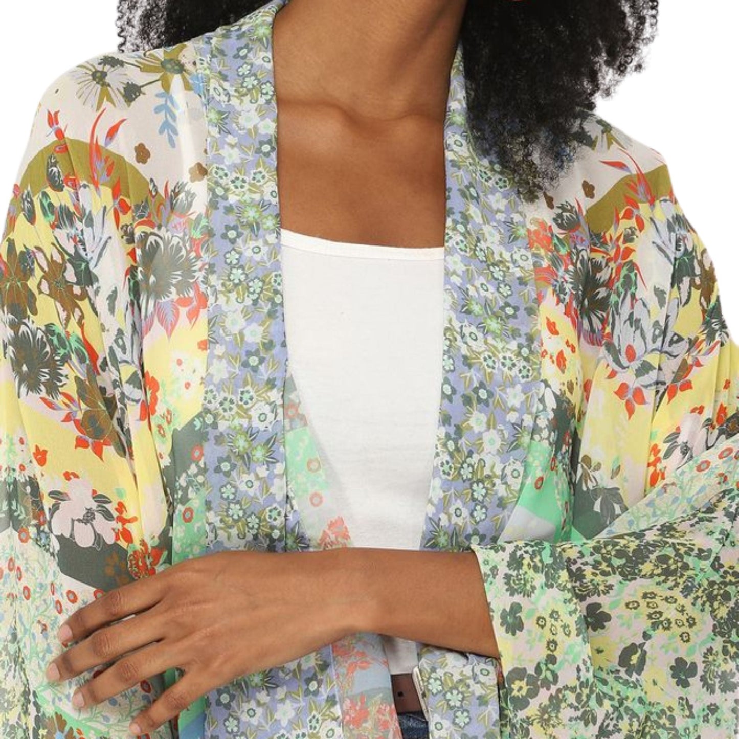 Garden Bloom Sheer Kimono - Grey