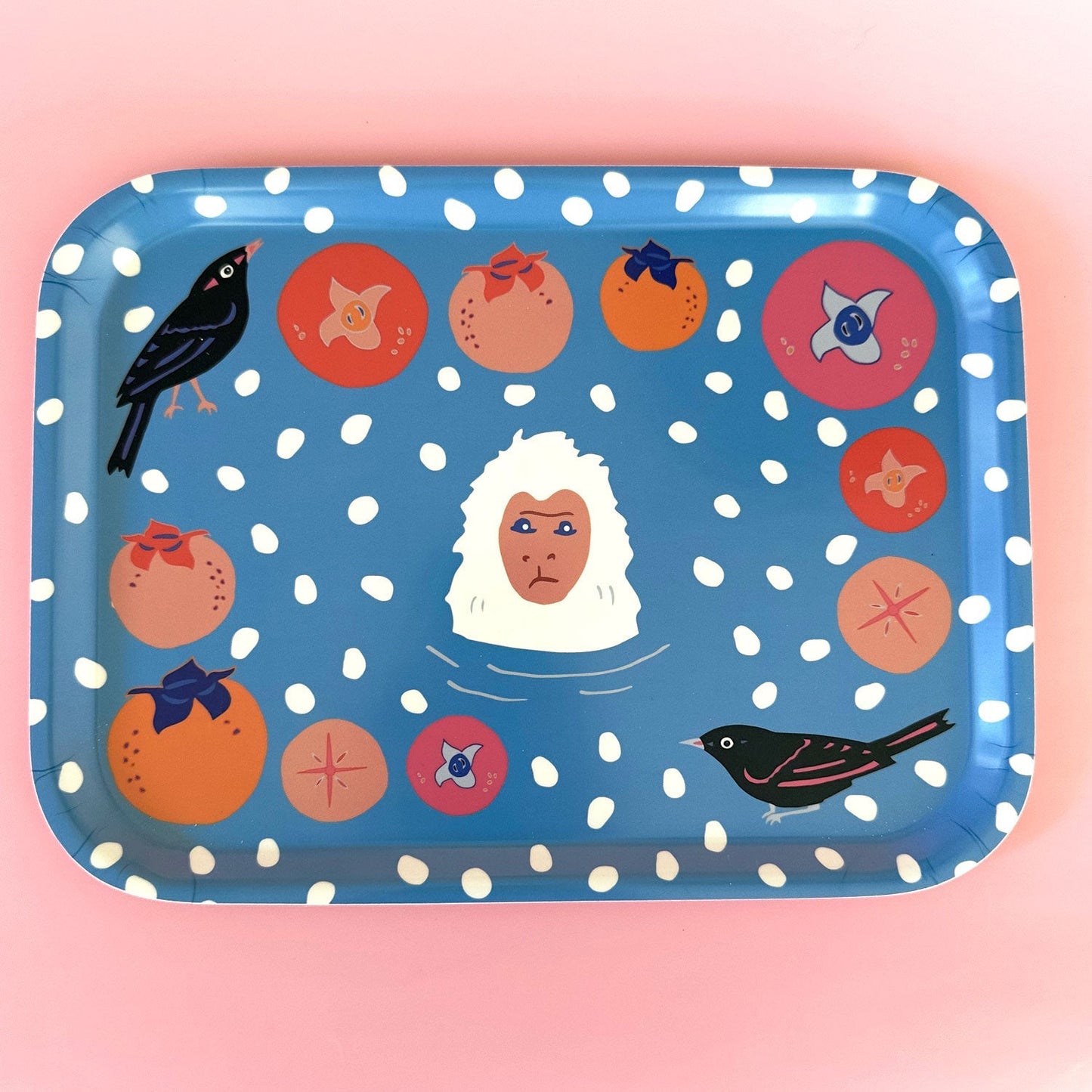 Snow Monkey and Persimmons Tray