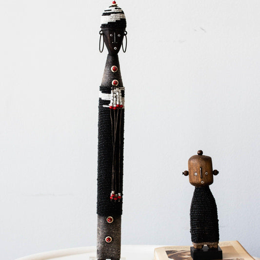Black Beaded & Cowrie Shells African Namji Doll