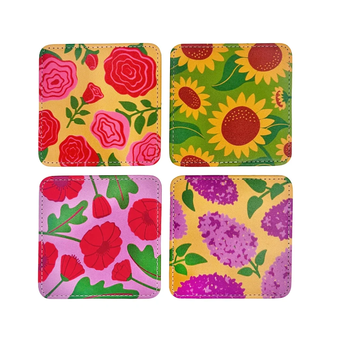 Flower Power Coasters, Set of 4