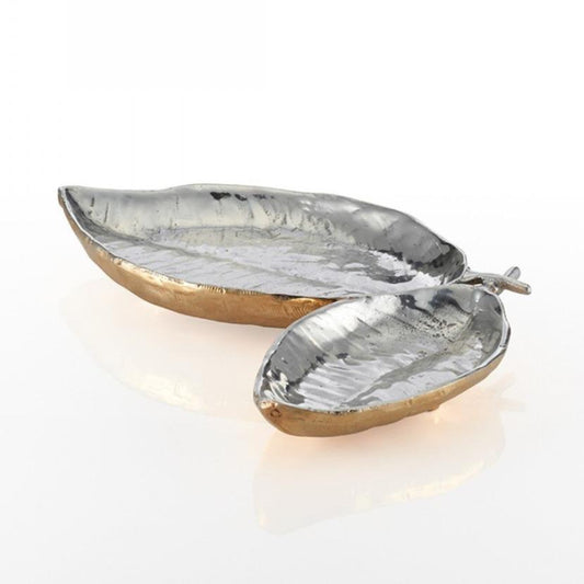 Feather Double Dish Silver/Gold
