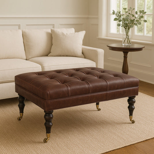 Buffalo Brown Leather Ottoman