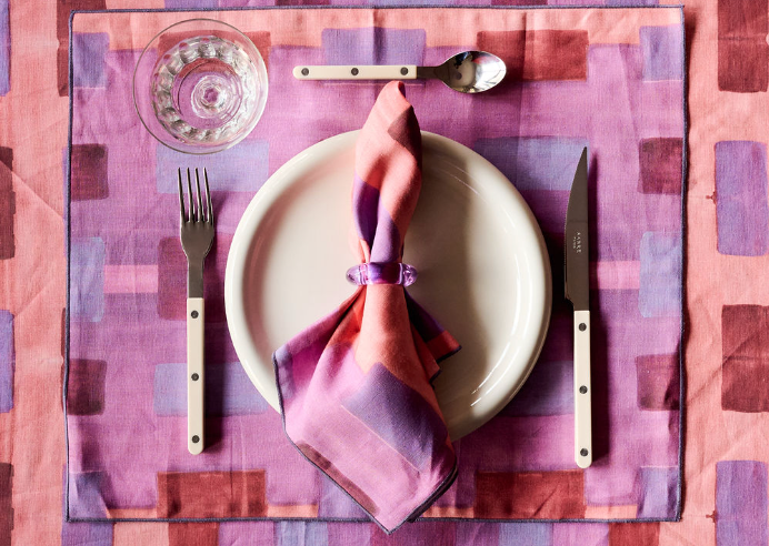 Pink Tapestry Linen Placemat Set of 4 | 15x18 | Goldie Home