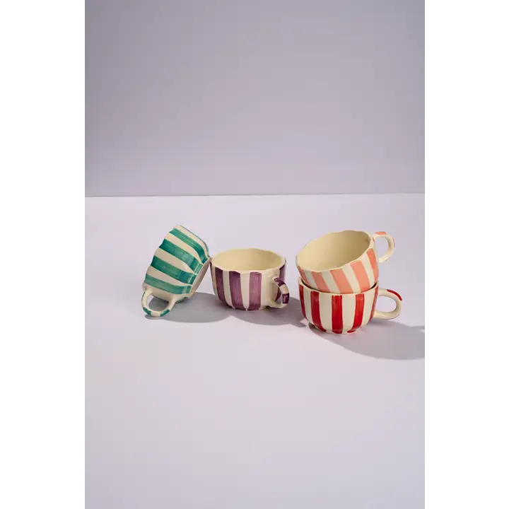 Red Cappuccino Cup | Handpainted Ceramic | 2.9 x 3.9 in