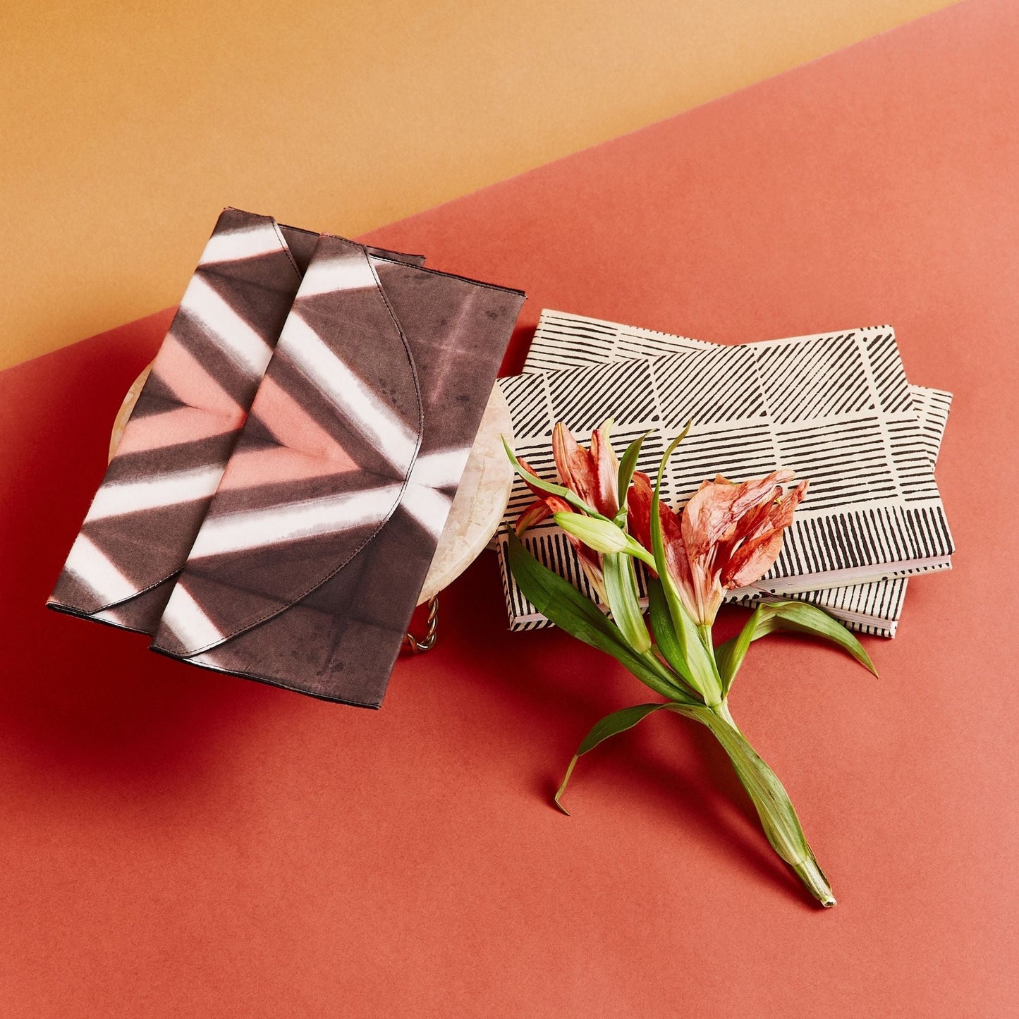 Tisa Black Pink Cotton Shibori Hand Crafted Zero Waste Pouch
