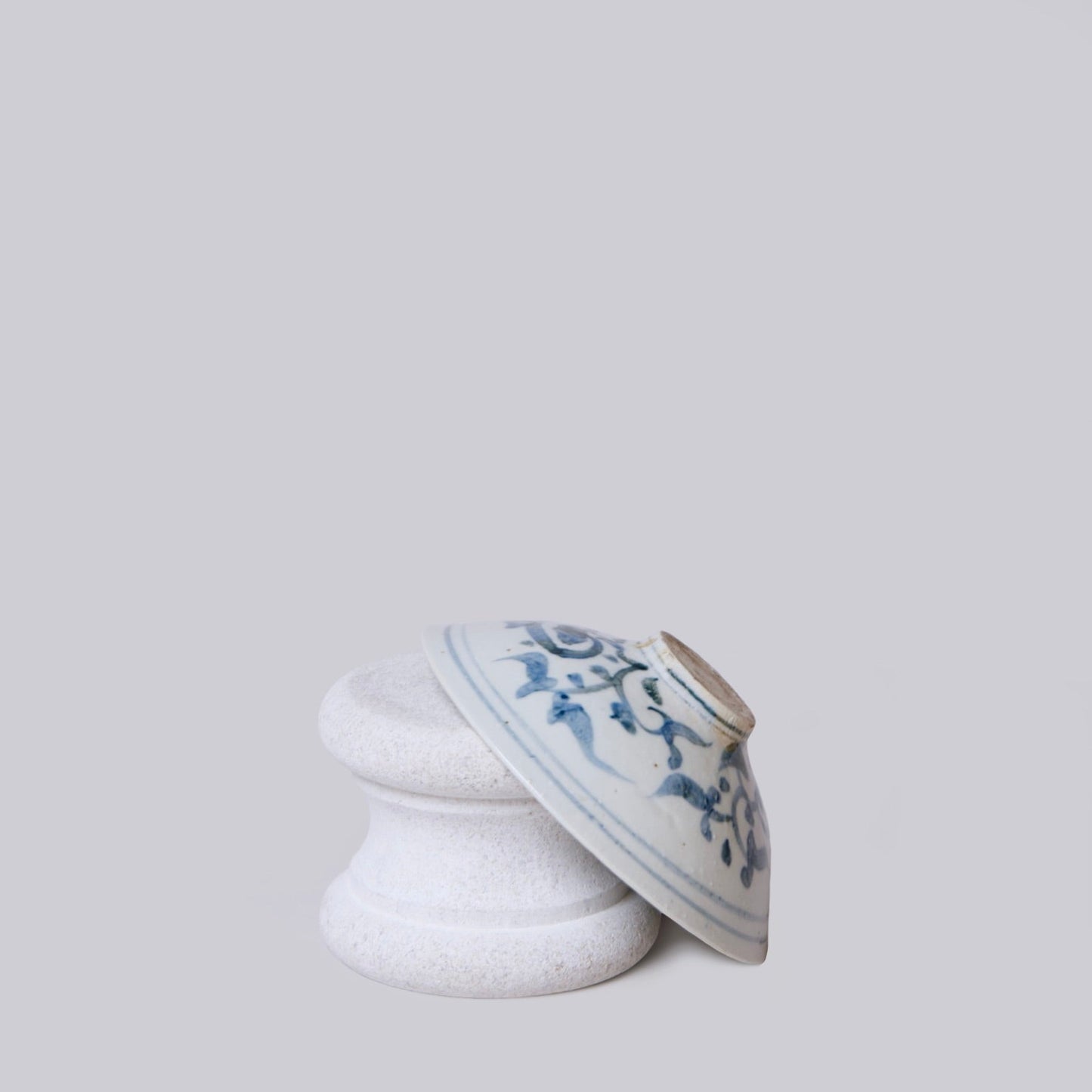 Small Blue and White Porcelain Lotus Conical Bowl