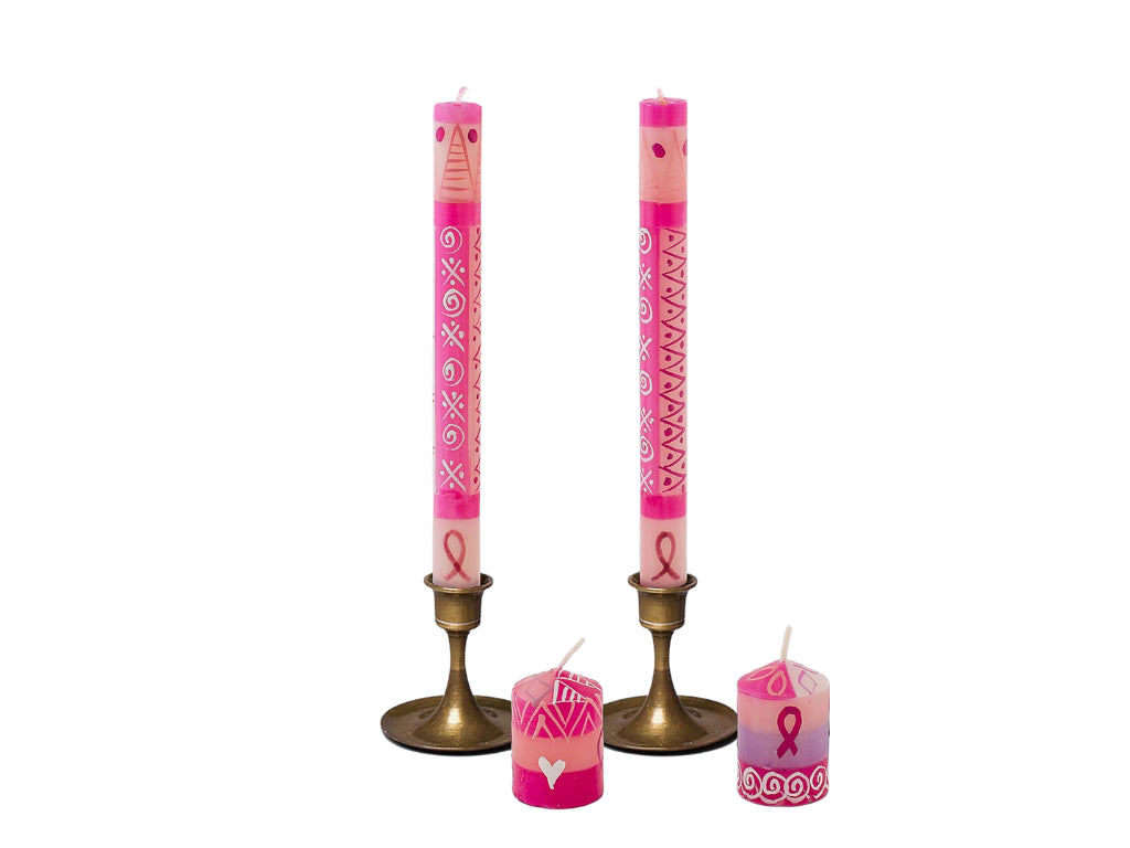 Pink on Pink Painted Candles - support South Africa´s best Breast Cancer Care - SALE!