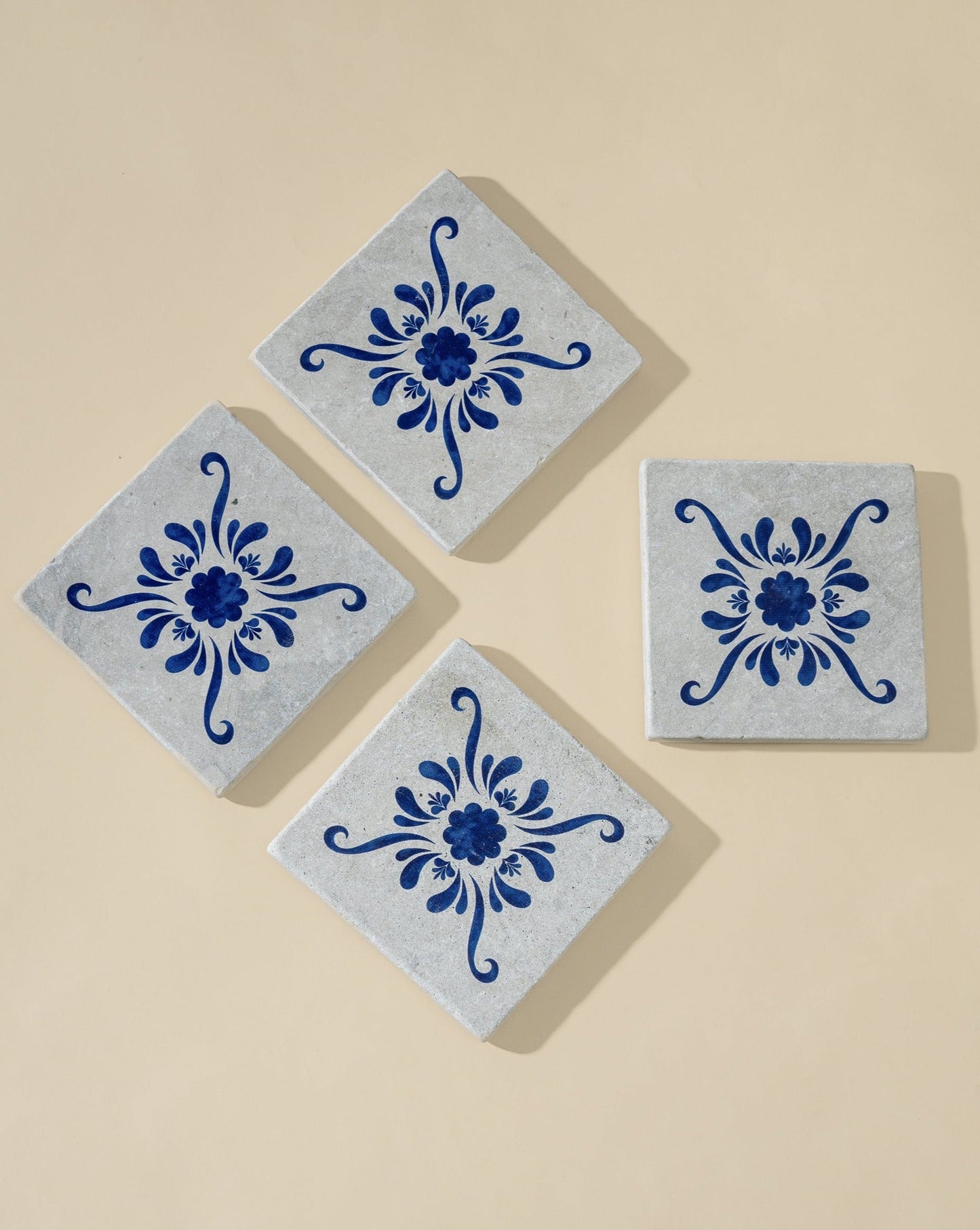 Andalusia Patterned Marble Tiles Coasters | Set of 4