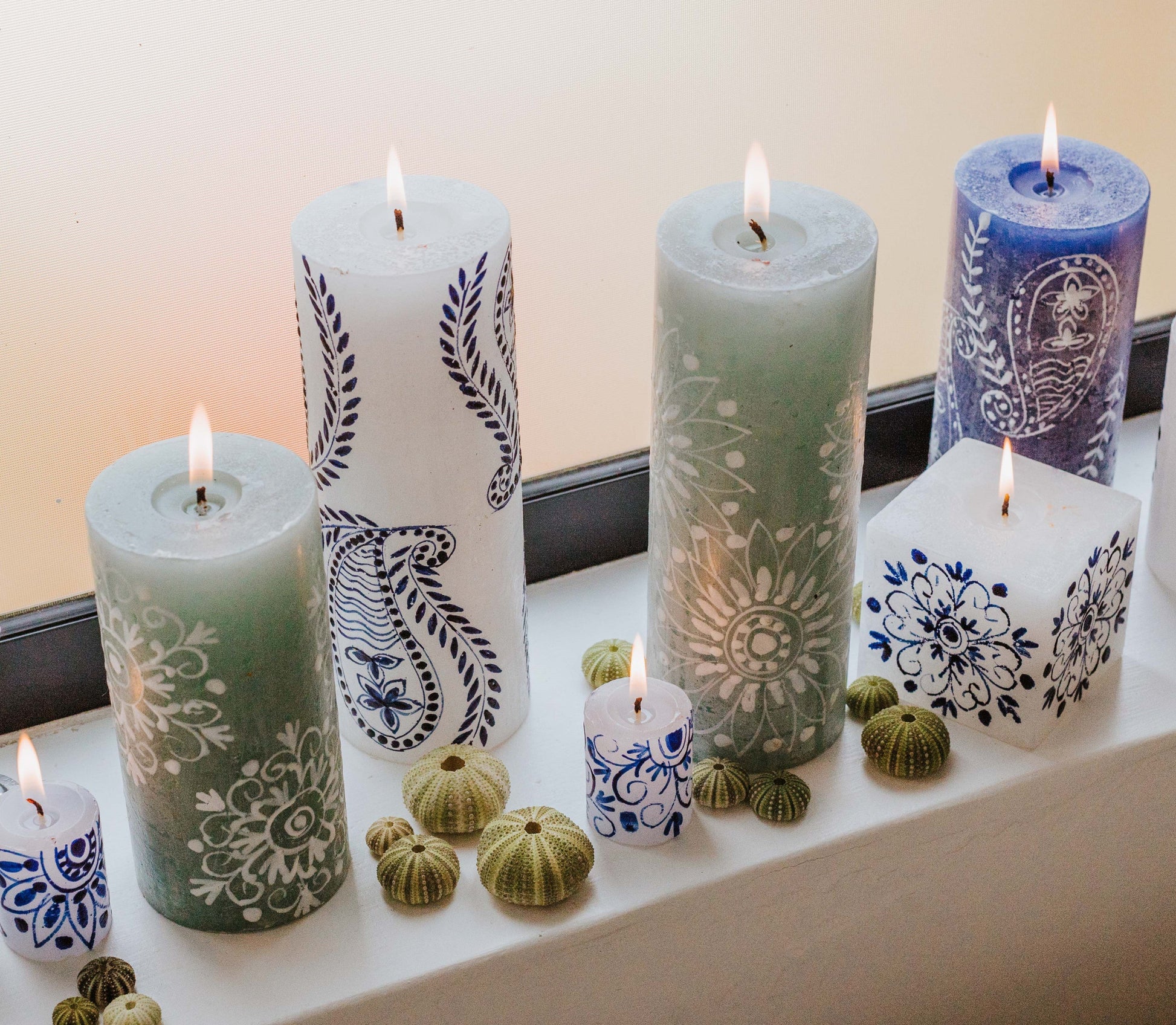 Henna Duck Egg Painted Candles