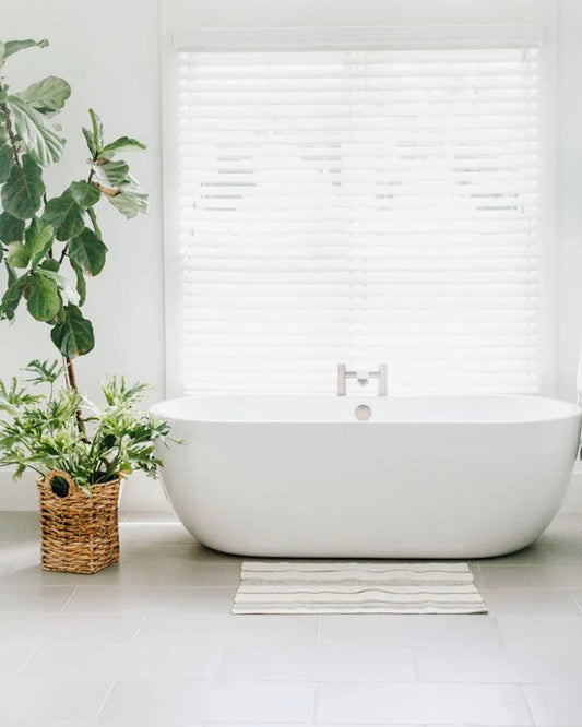 Aden Cotton Bath Mat - Natural with Gray