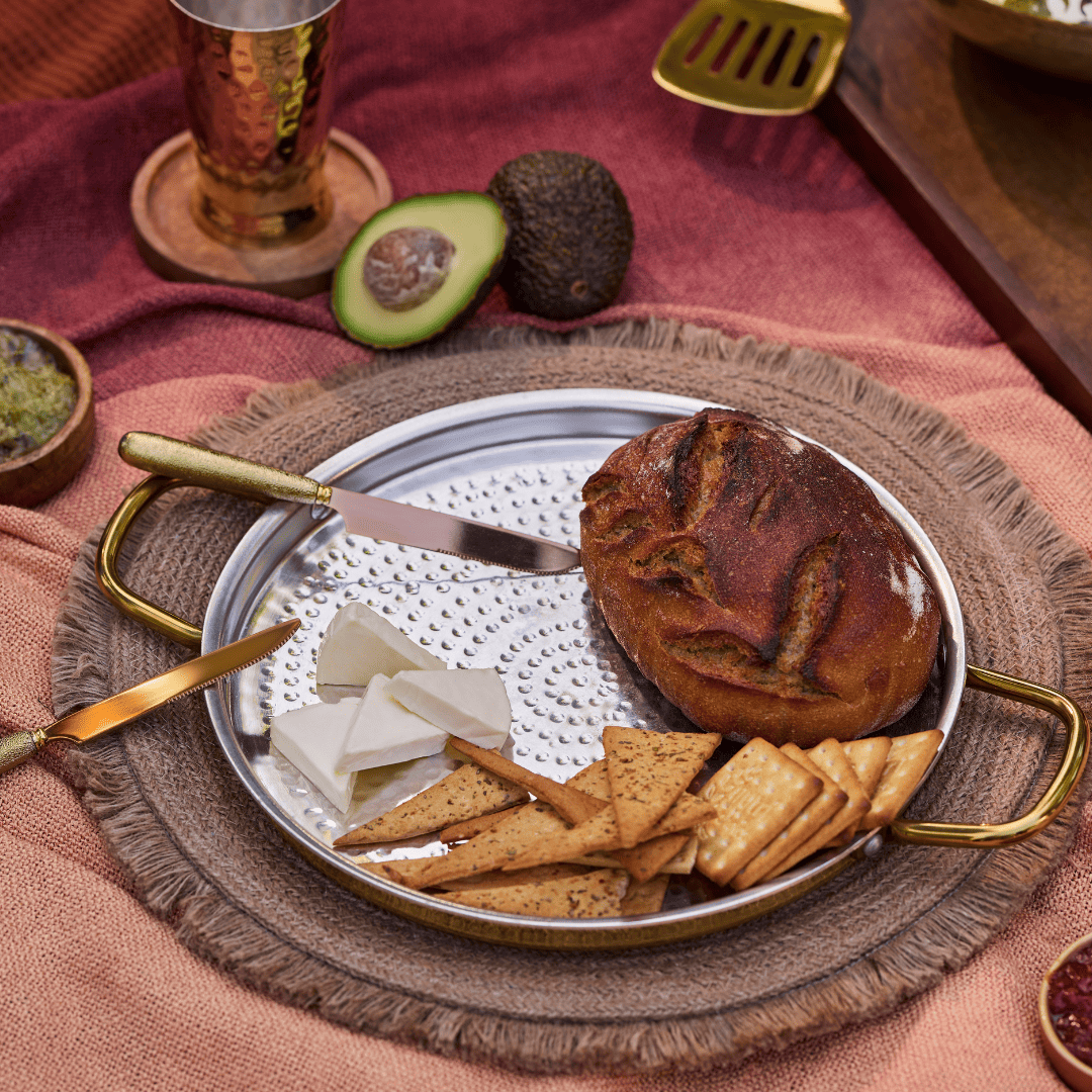 Brass Dosa Tawa with Insulated handles And Brass Ghee Pot Combo