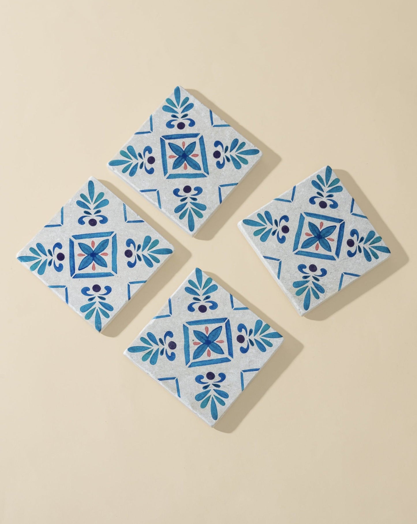 Malaga Patterned Marble Tiles Coasters | Set of 4