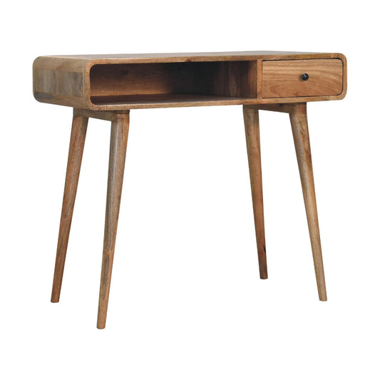 Solid Wood Curved Oak-ish Writing Desk