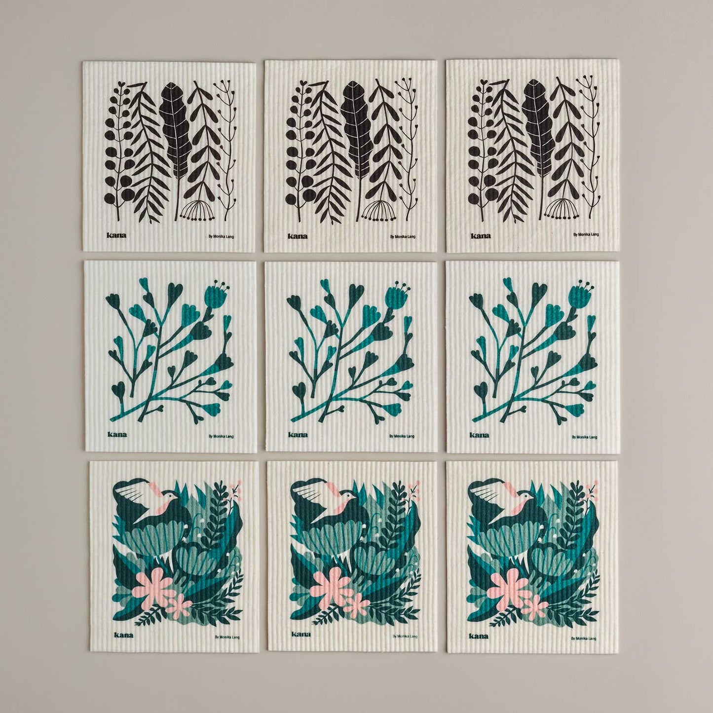 9 Pack Swedish Dishcloths designed by Monika Lang