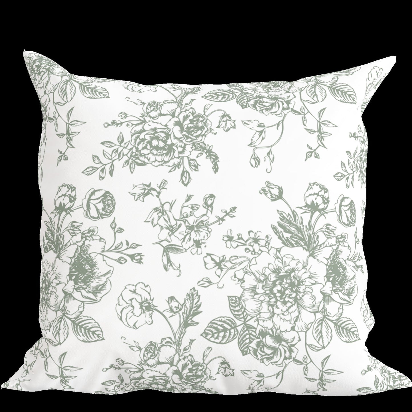 Green Floral Toile Pillow in Rosecrest