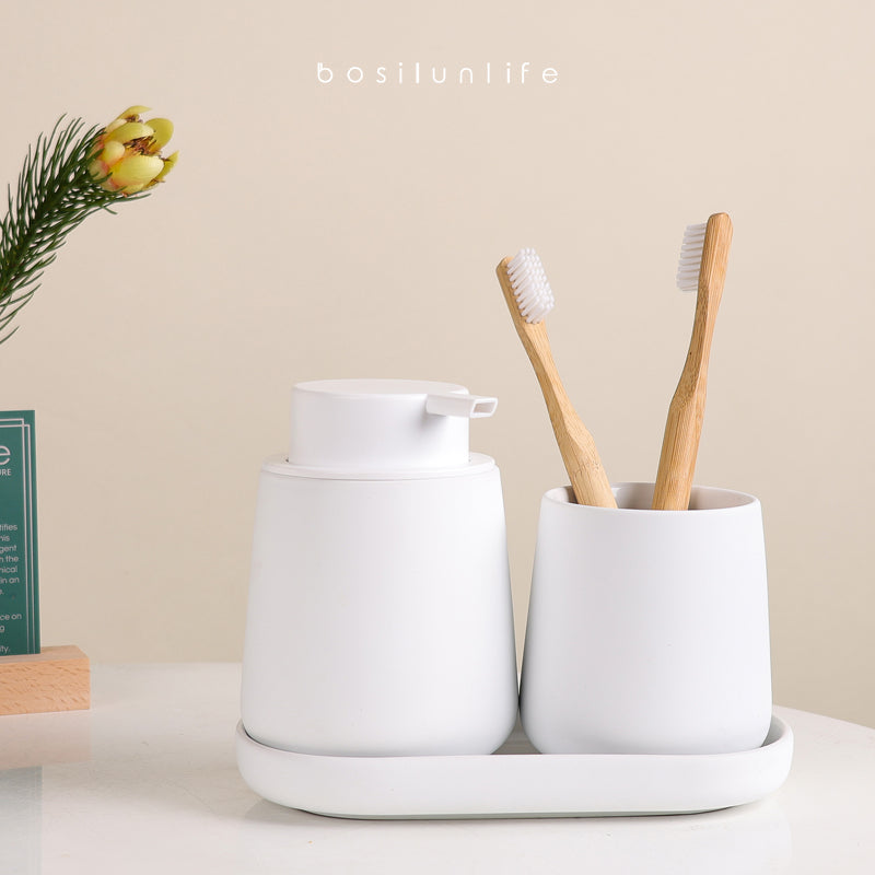 Rubber Paint Foaming Bathroom Accessories Set Sustainable Ceramic