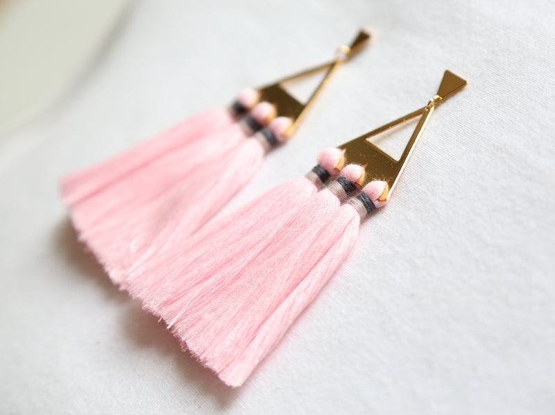 Trío Tassel Earring - Rose Quartz