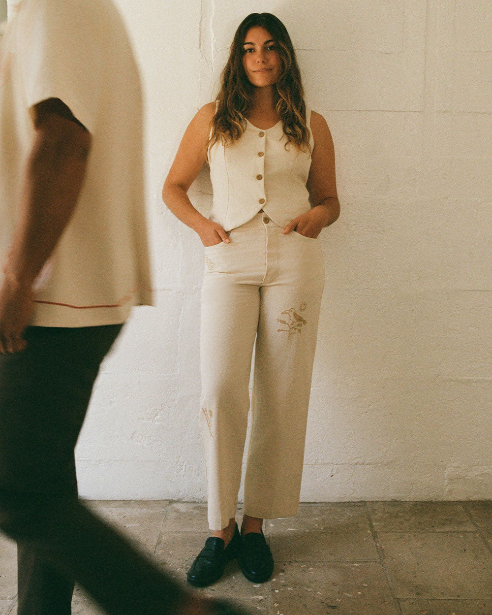 Ave del Rio | Hand-Embroidered Pants in Cotton