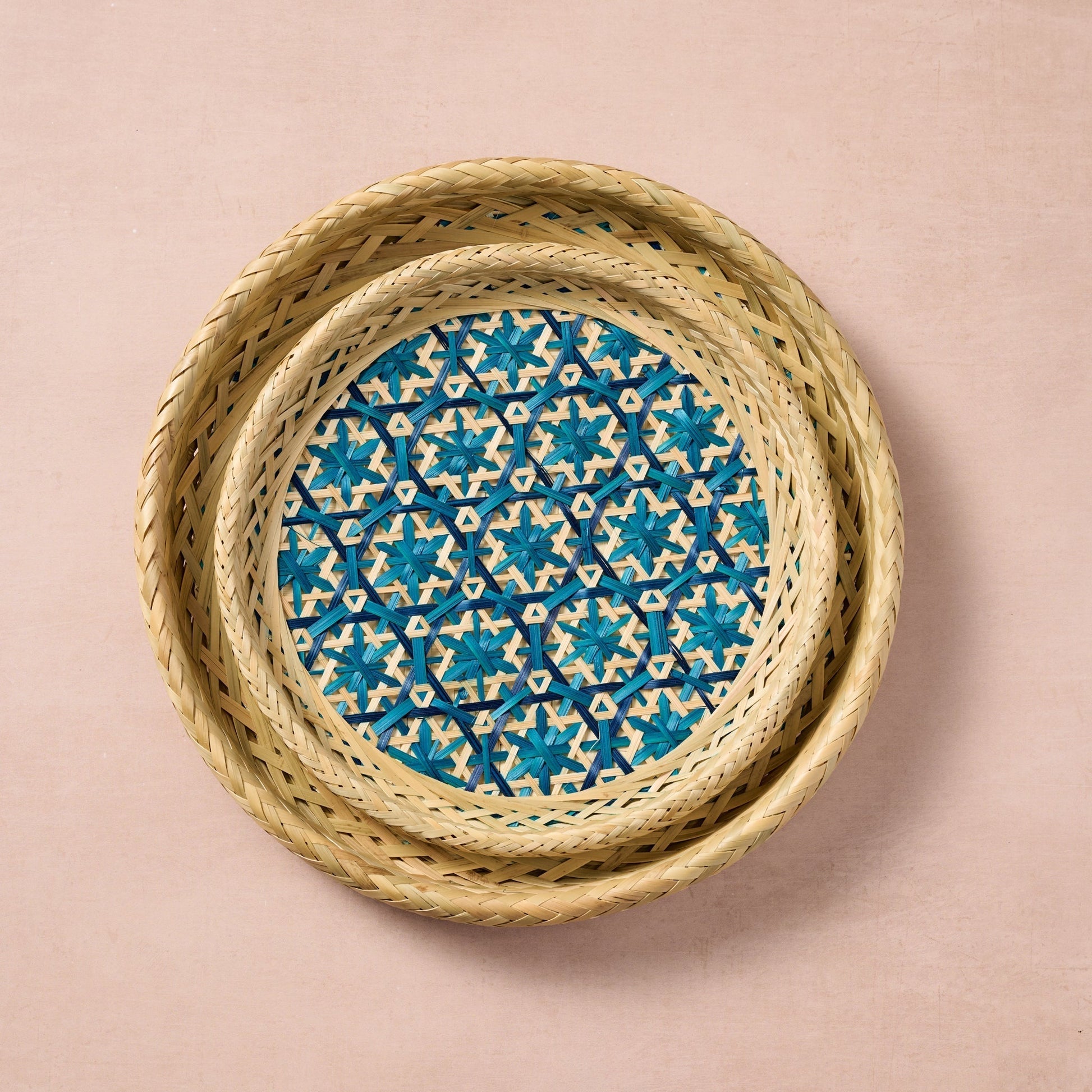Phu An Bamboo Basket with Blue - 13.5