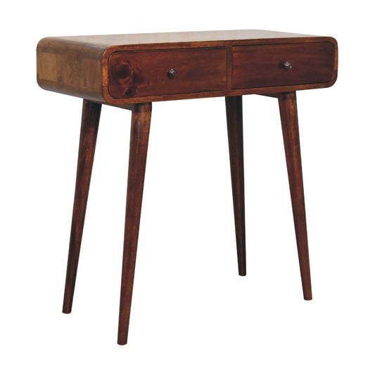 Solid Wood Chestnut Curved Hallway Table