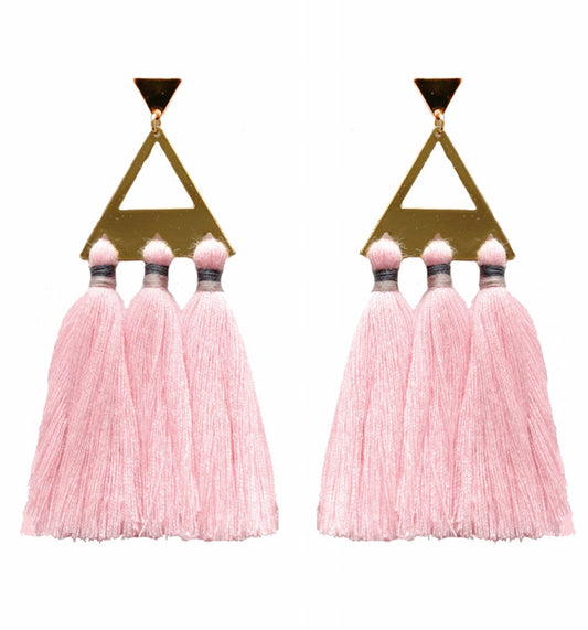 Trío Tassel Earring - Rose Quartz