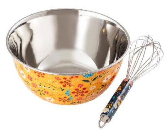 Sunburst Bloom Bowl & Whisk Set