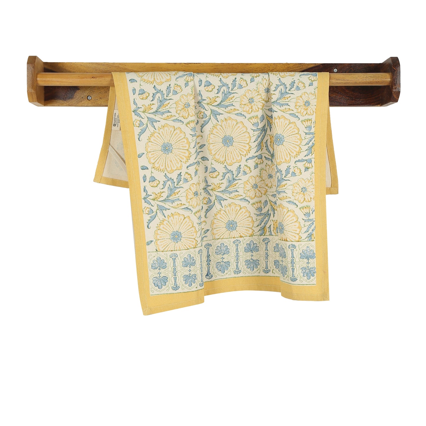 Bloom River - Set of 2. Hand Block Printed Kitchen Towels - Cotton - Fair Trade - Artisan Made