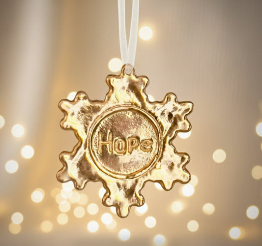 Ornament Gold Snowflake Hope