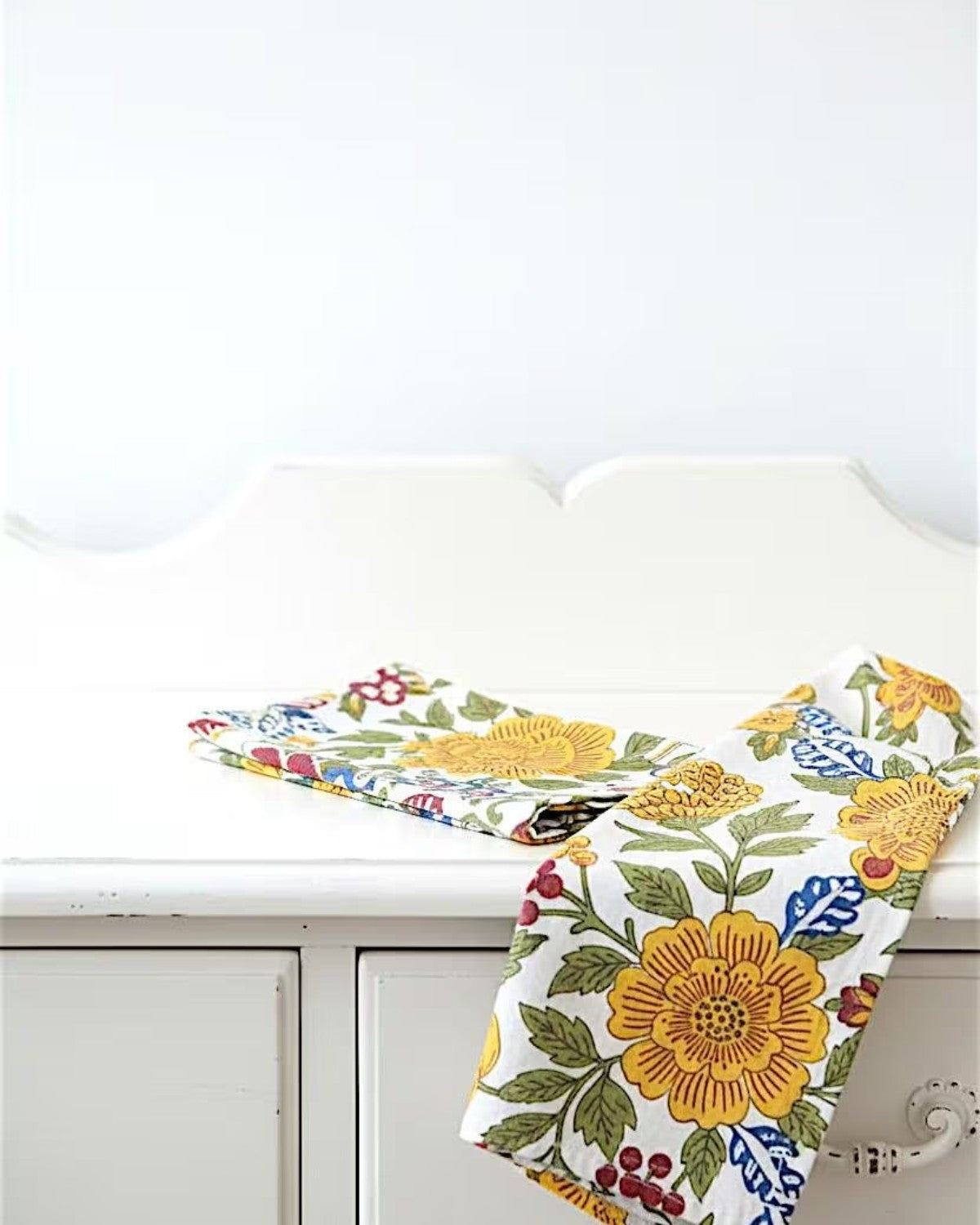 Floral Dining Table Cloth Napkins, Cotton Hand Block Print