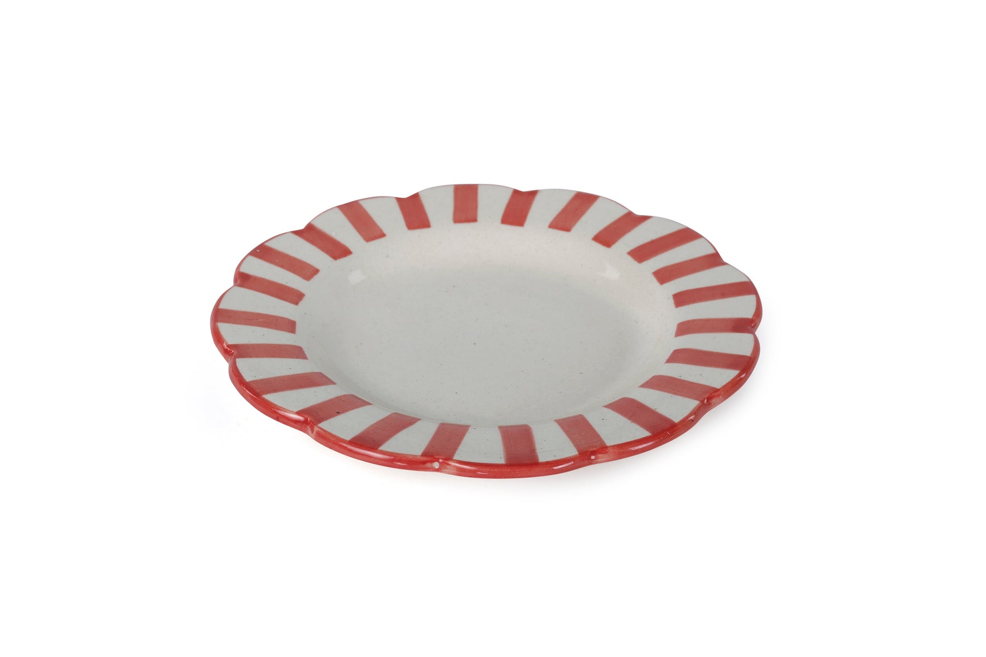 Ceramic stripe Salad Plate, Red- 8.25x 8.25 x 1.25 Inches ( Set of 4 )