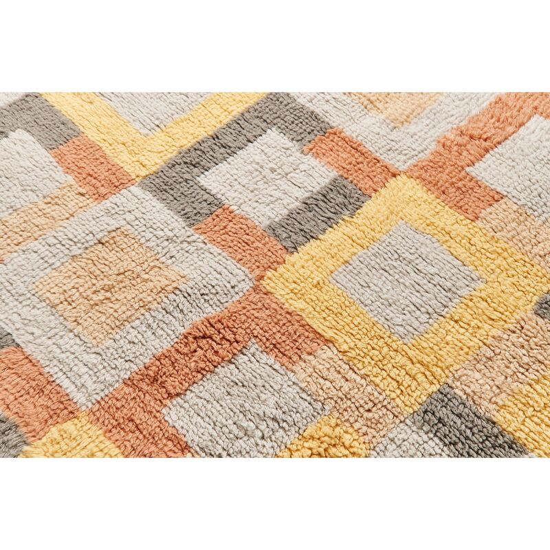 Shale Geometric Pattern Plush New Zealand Merino Hand-Knotted Rug In Warm Hues