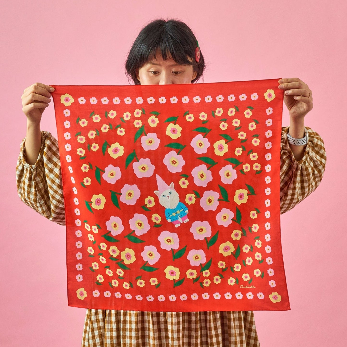 Cat Garden Gnome Cotton Silk Bandana