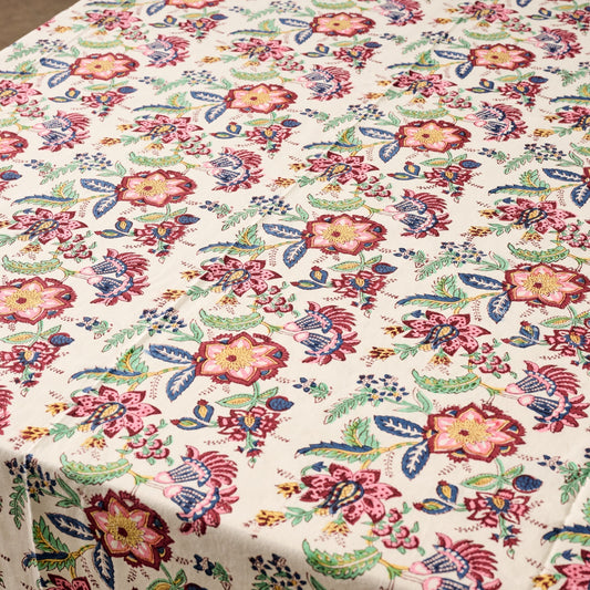 Zaina Floral Blockprint Tablecloth