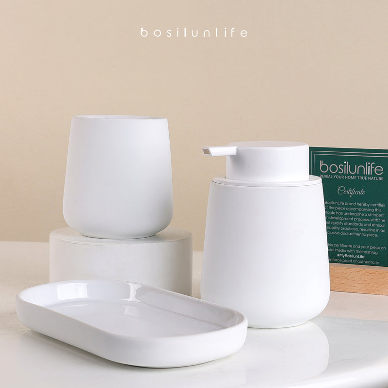 Rubber Paint Foaming Bathroom Accessories Set Sustainable Ceramic
