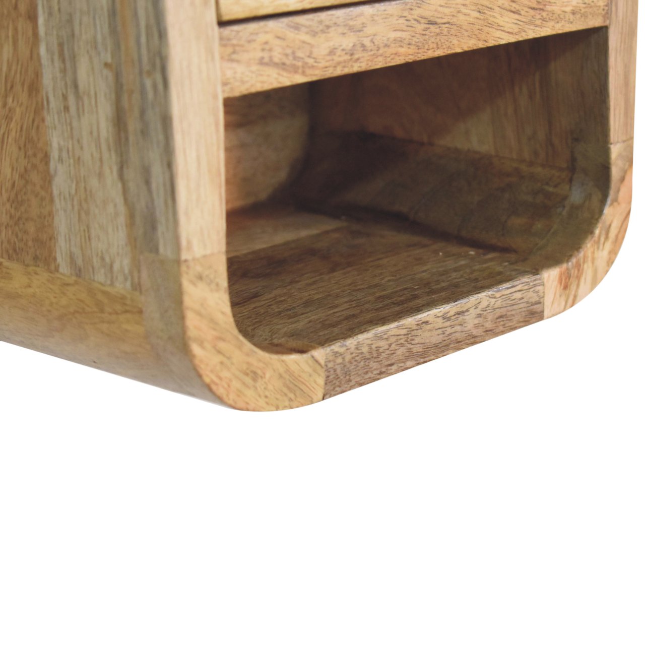 Extra Mini Curved Oak-ish Bedside Table