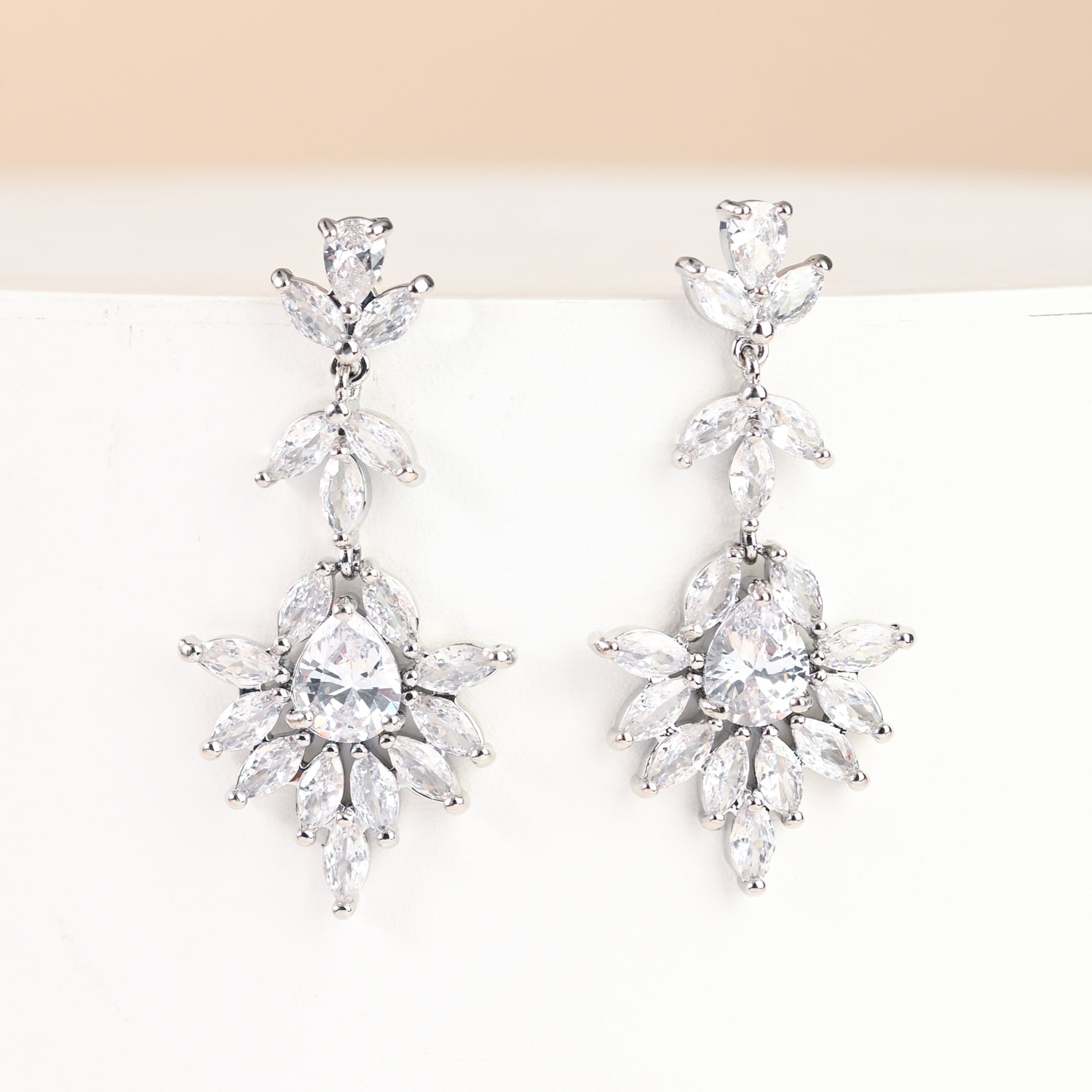 Platinum Chandelier Zircon Earrings
