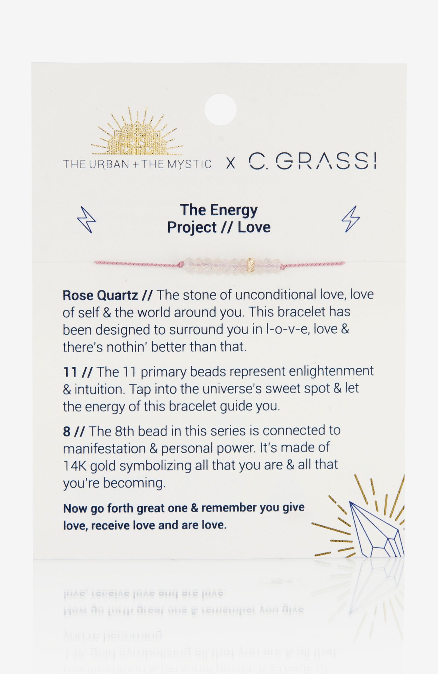 The Energy Project Bracelet – Love With Rose Quartz & Solid 14K Gold Bead