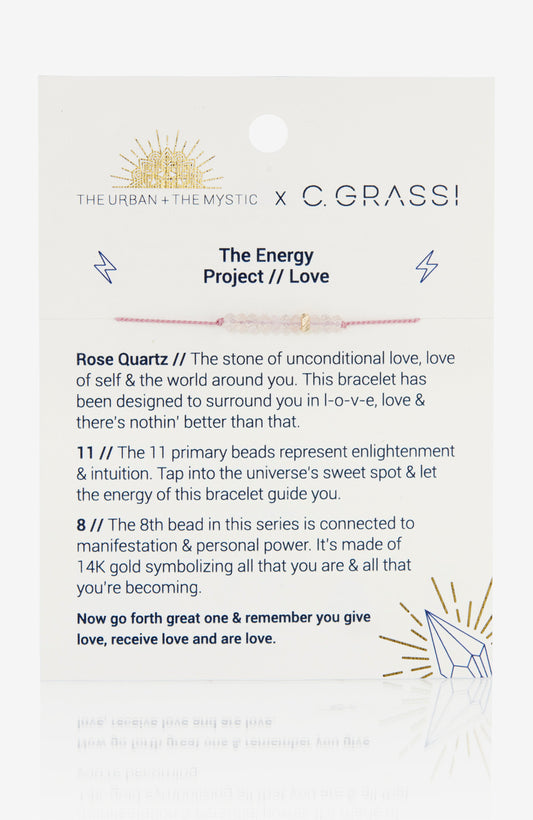 The Energy Project Bracelet – Love With Rose Quartz & Solid 14K Gold Bead