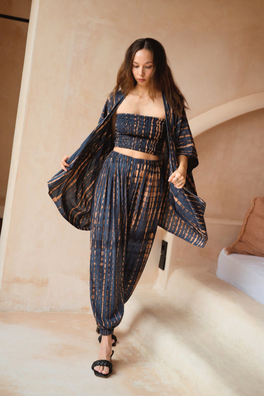 Angela Short Kimono Duster in Deep Sea Blue