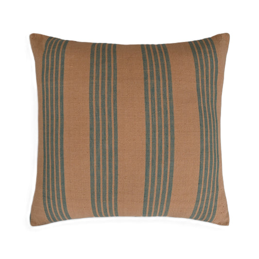 Earthy Finesse Brown cotton throw pillow cover with bold Red stripes