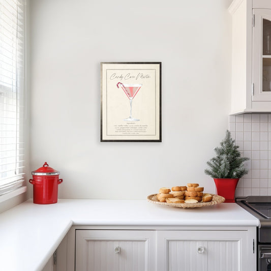 Watercolor Candy Cane Martini Cocktail and Recipe