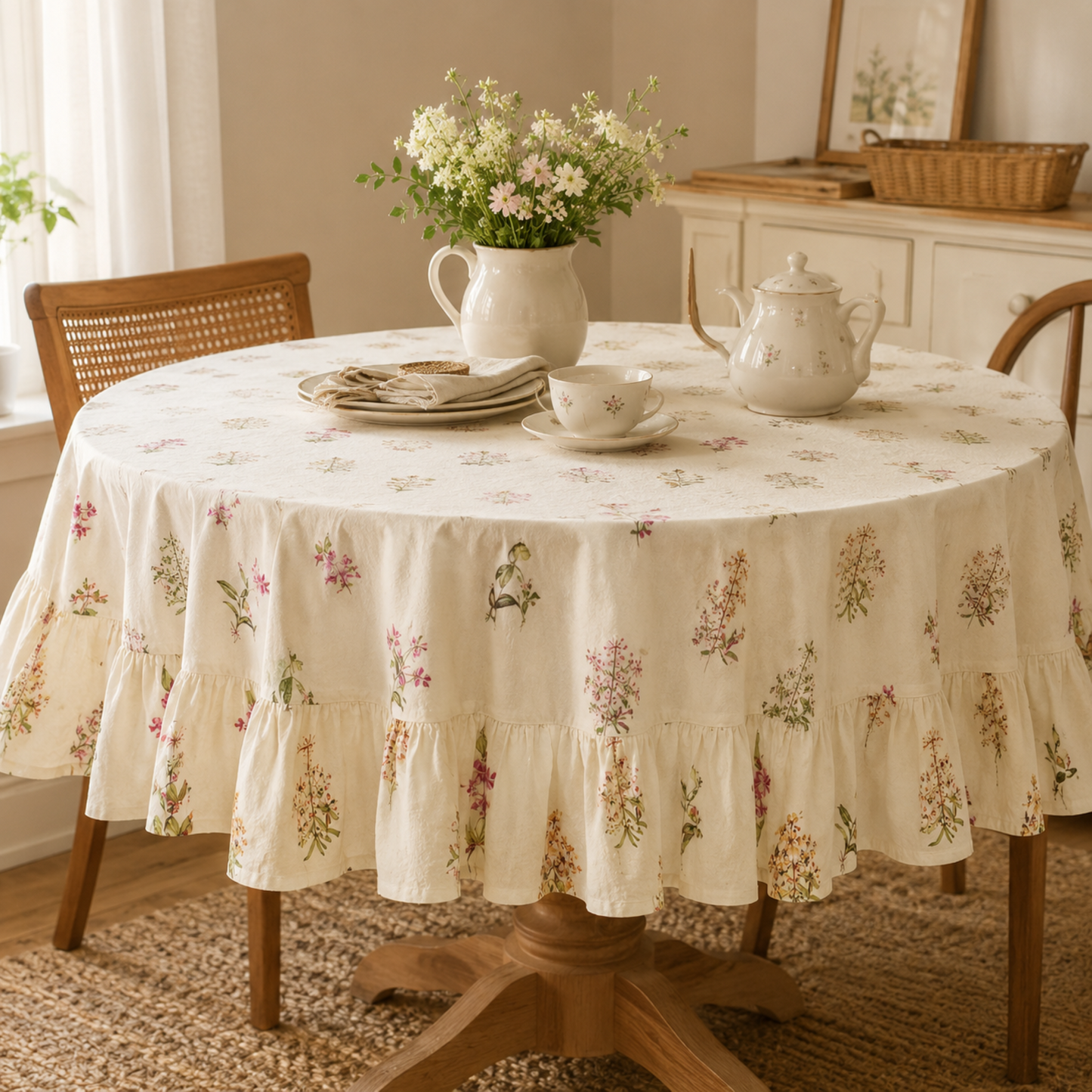 Botanical Orchid Round Tablecloth