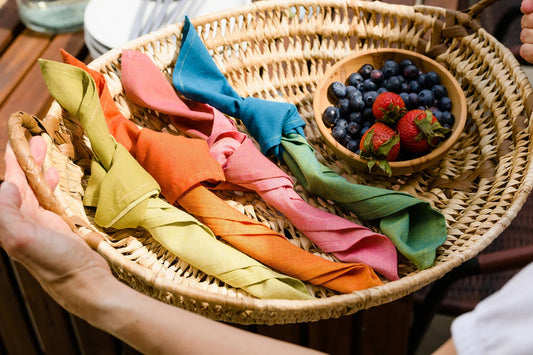 YIN YANG Handwoven Napkins - Set of 4. Cotton - Fair Trade - Artisan Made