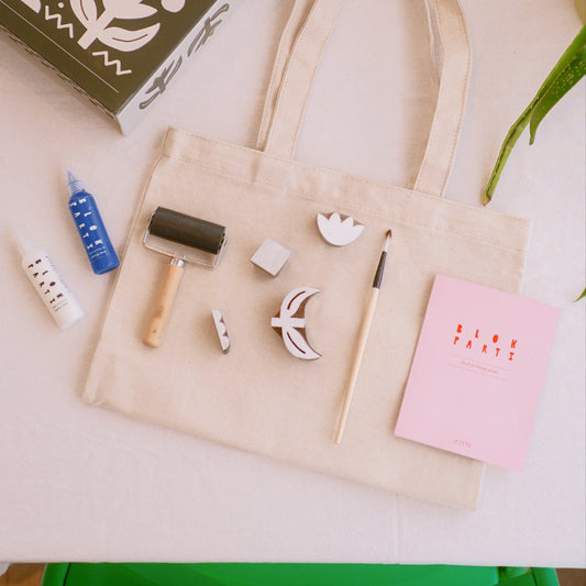 Block Printing Kit - Tulip Print Tote Bag