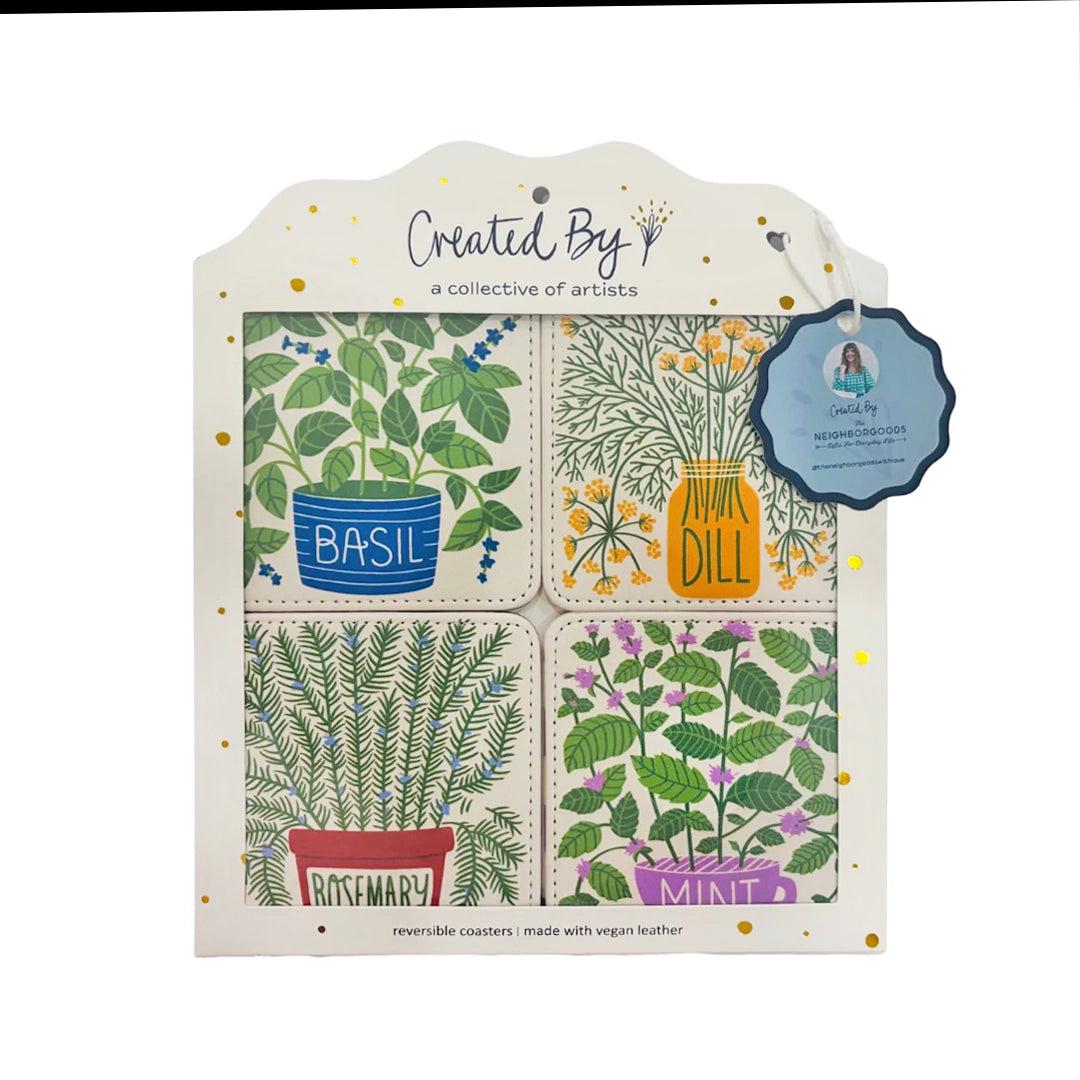 Homegrown Herbs Coasters, Set of 4